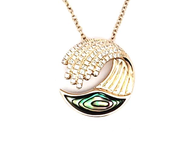Modern Diamond Pendant with Abalone