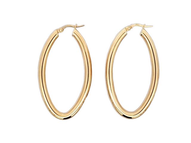 10KT Oval Hoop Earrings