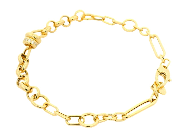 10KT Fancy Link Bracelet with Cubics