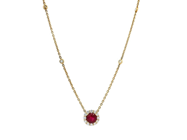 Ruby & Diamond Station Necklace