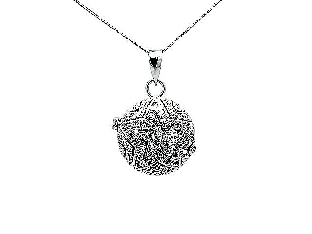 Silver Round Locket With C Z