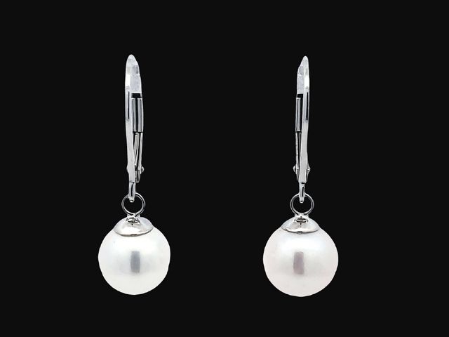 14KT White Gold Pearl Lever ba