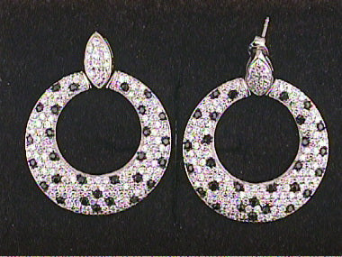 Silver Black And White Earrings