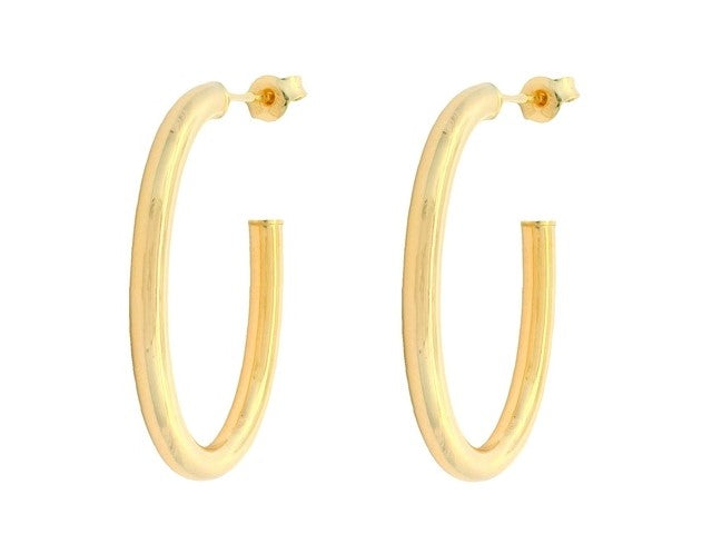 10KT Oval Stud Hoops