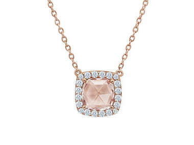 Morganite Halo Necklace