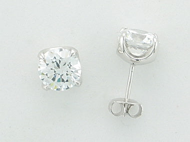Silver and cubic stud earrings