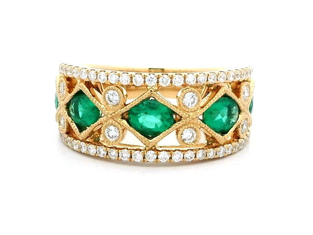 Oval Emerald and Diamond Band