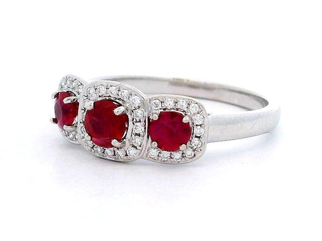 18KT Ruby and Diamond Halo Ring