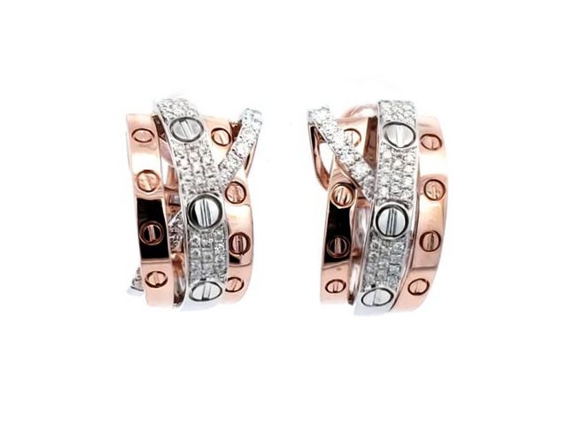 Rose & White Omega Back Earrings