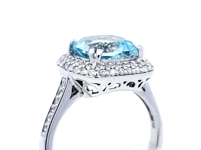 14KT Aquamarine & Diamond Ring