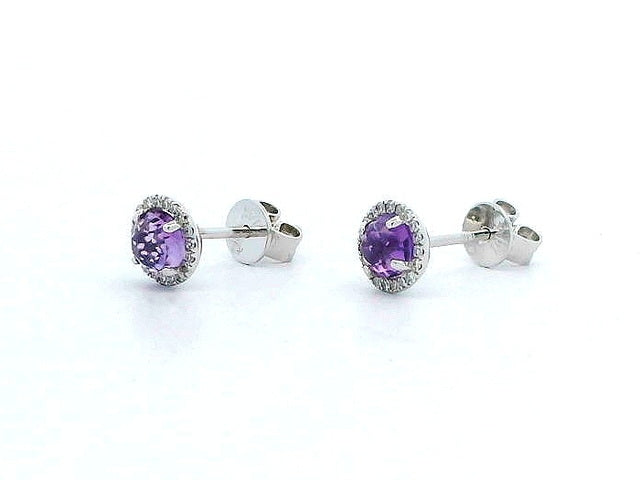 Amethyst & Diamond Halo Earrings