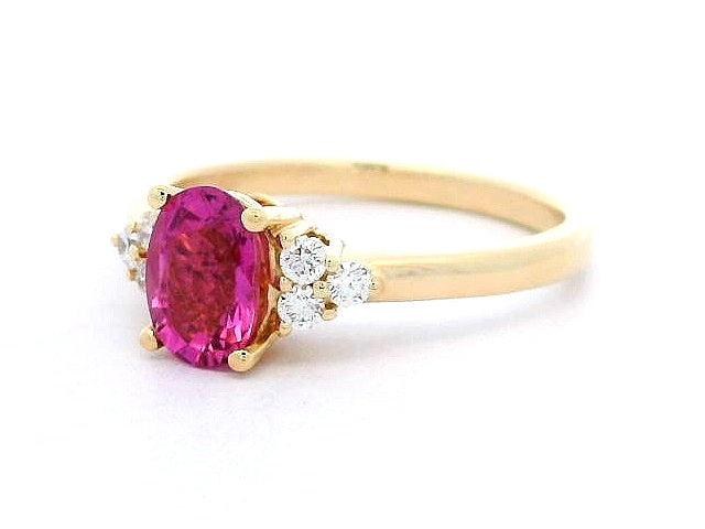Oval Pink Tourmaline & Diamond Ring