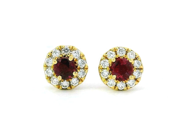 Ruby & Diamond Halo Earrings