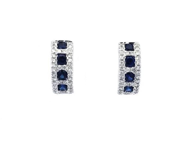 Sapphire & Diamond Omega Back Earrings