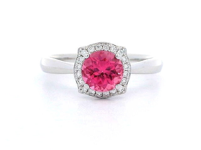 Tourmaline and Diamond Halo Ring
