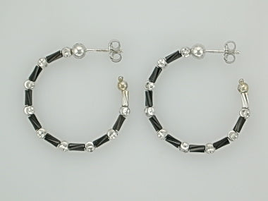Small Black & White Tube Earrings