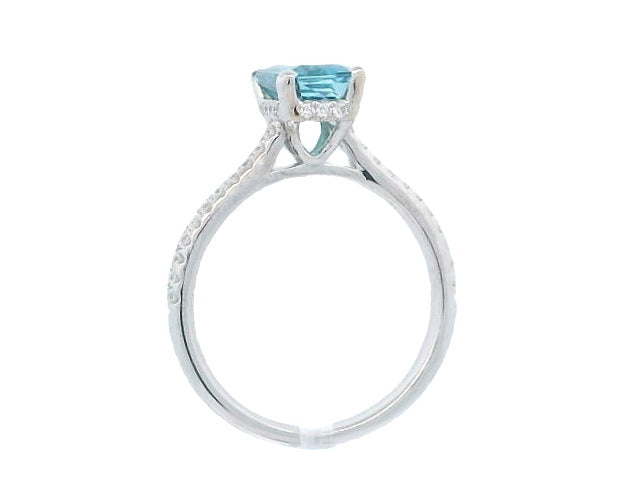 2.20 ct Blue Zircon and Diamond Ring