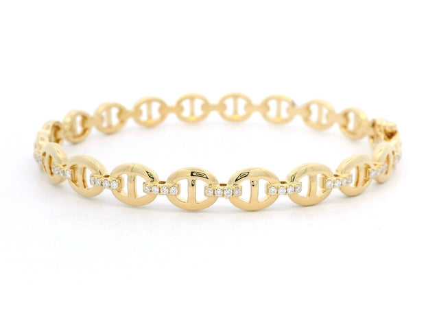 18KT Snaffle Bangle with Diamonds