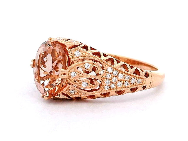 Oval Morganite & Diamond Ring