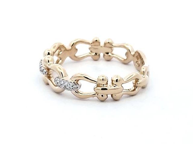 14KT Diamond Set Snaffle Bit Ring