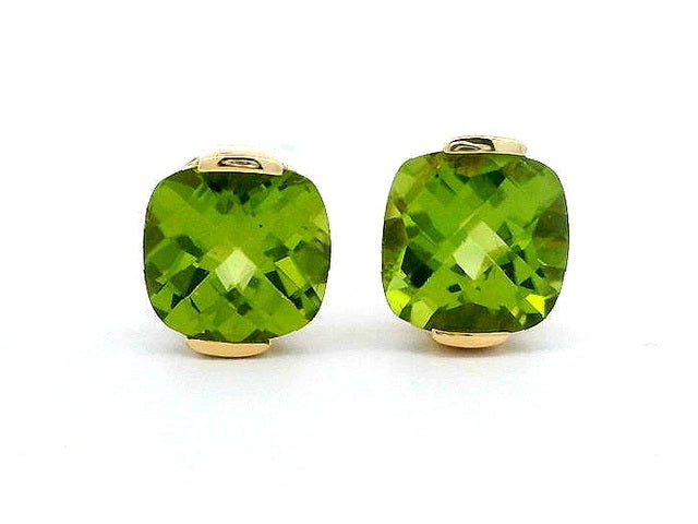 Cushion Peridot Stud Earrings
