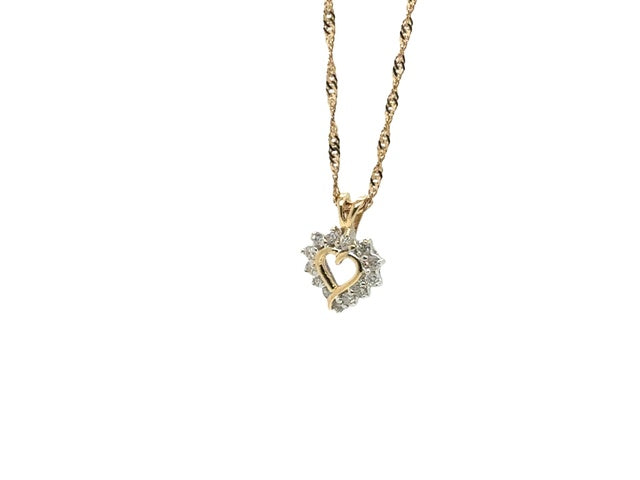 10 Karat Yellow Gold Diamond Heart shaped pendant