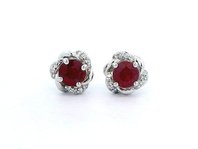 Ruby & Diamond Studs
