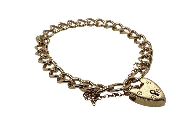10KT Curb Bracelet with Heart Shaped Clasp