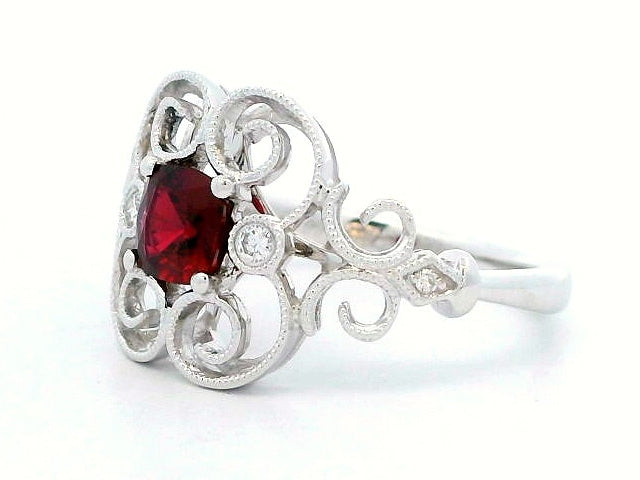 Antique Style Ruby and Diamond Ring