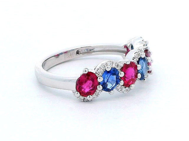 Alternating Ruby and Sapphire Ring
