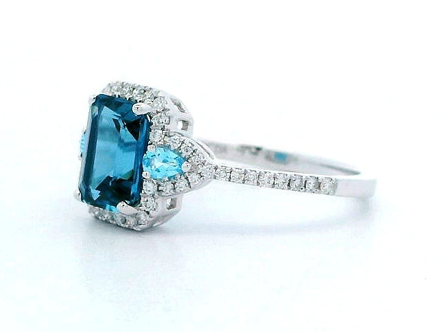 Blue Topaz & Diamond Ring