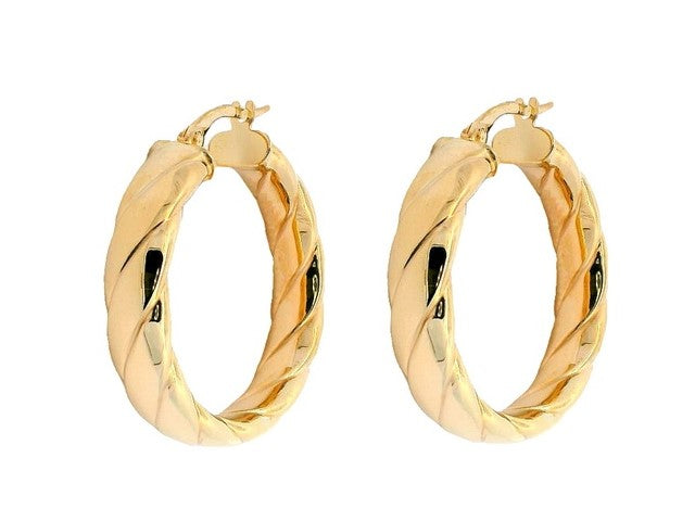 10KT Textured Hoops