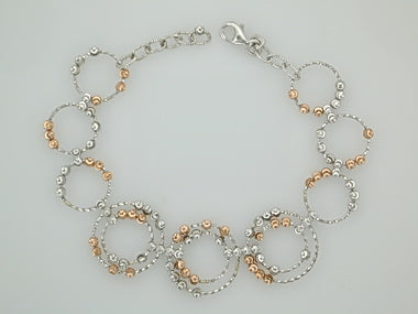 Silver & Pink Saturn Bracelet