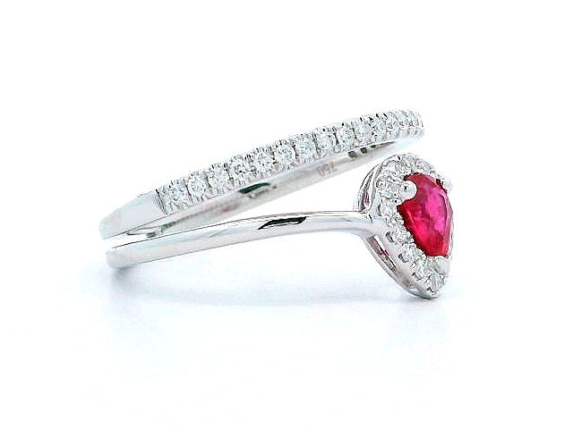 Pear Ruby & Diamond Ring