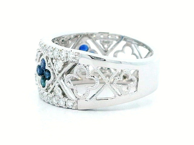 Sapphire and Diamond Quatrefoil Ring