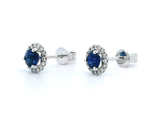 Sapphire and Diamond Halo Studs