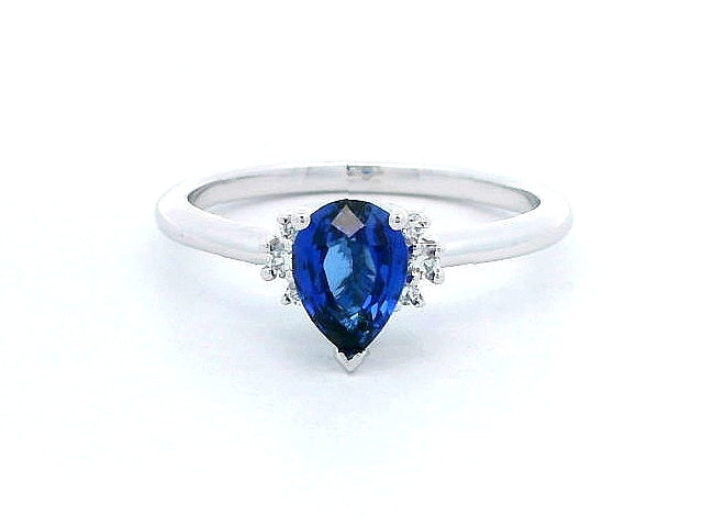 Pear Sapphire and Diamond Ring