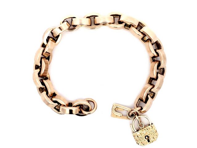 9KT Cable Bracelet with Padlock