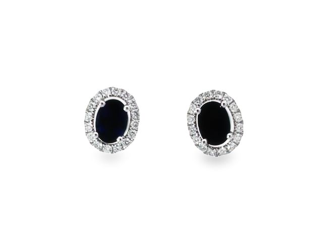 Oval Sapphire & Diamond Earrings