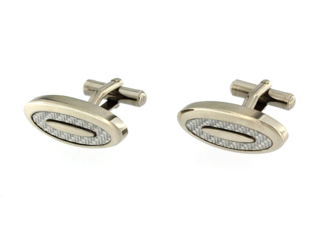Oval Carbon Fibre Cufflinks