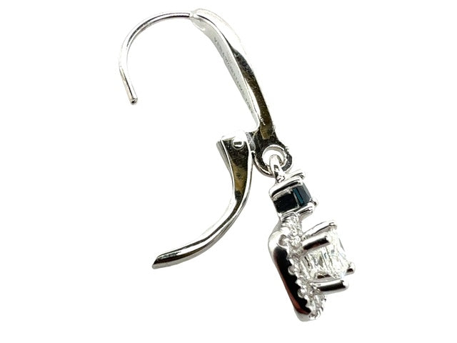 14K white gold hanging style earrings