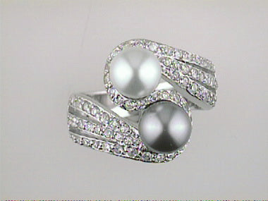 Sterling Ring With Faux Pearls