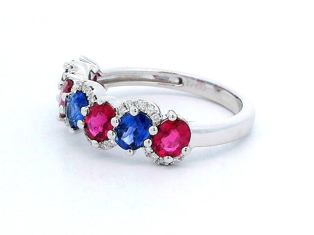Alternating Ruby and Sapphire Ring