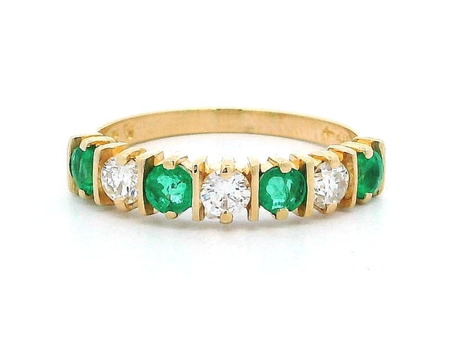 14KT Emerald & Diamond Band