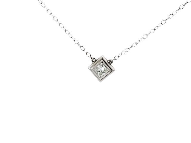 0.76ct Princess Cut Diamond Necklace