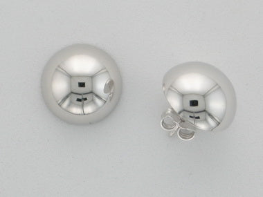 Large Silver Button Earrings