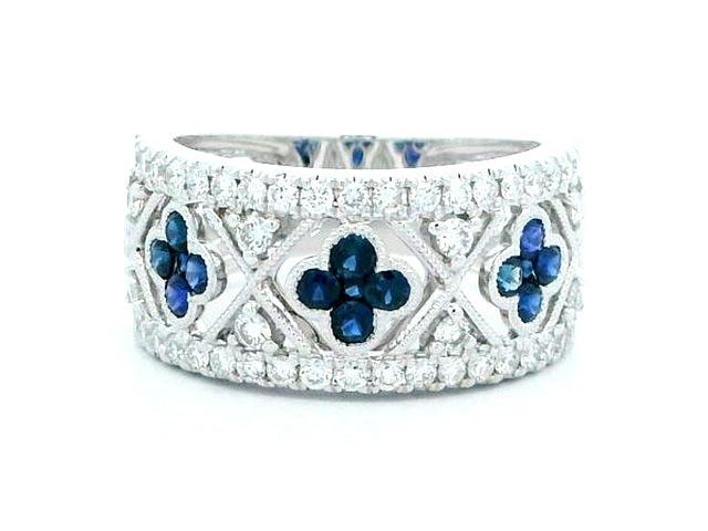 Sapphire and Diamond Quatrefoil Ring