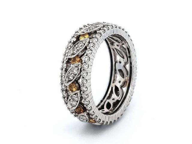 1.25ctw Diamond and Yellow Sapphire Ring