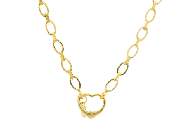 10KT Oval Link with Heart Shaped Clasp