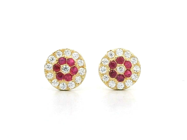 14KT Ruby and Diamond Stud Earrings